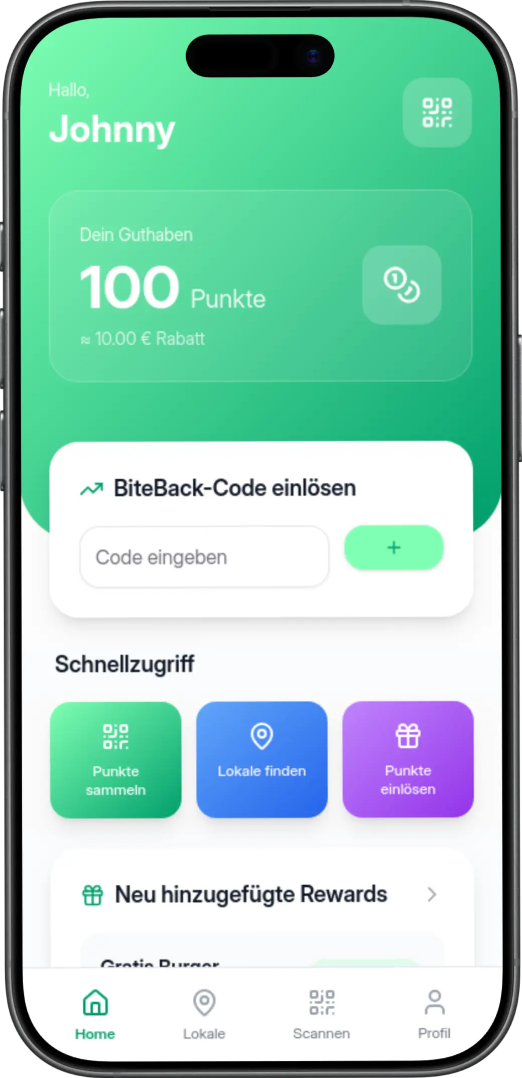 BiteBack-App auf einem iPhone